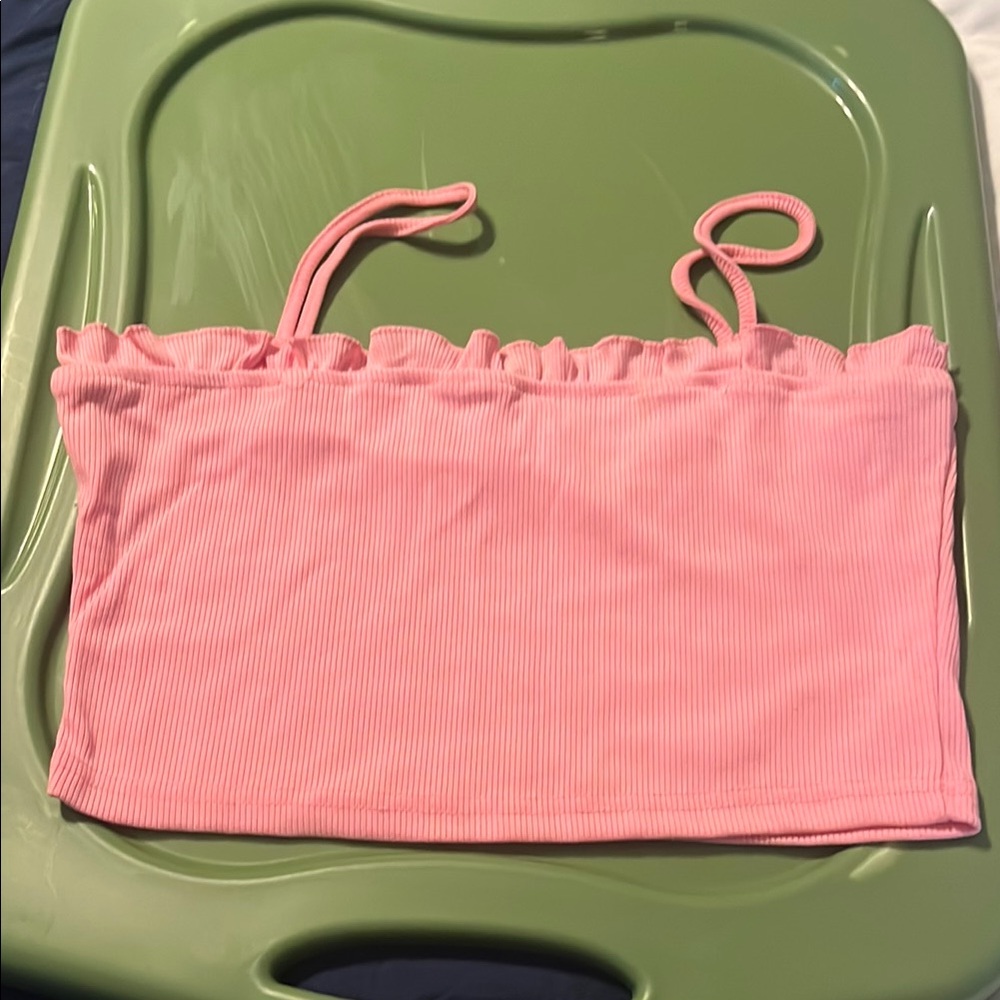 Pink Ruffled Tube Top
